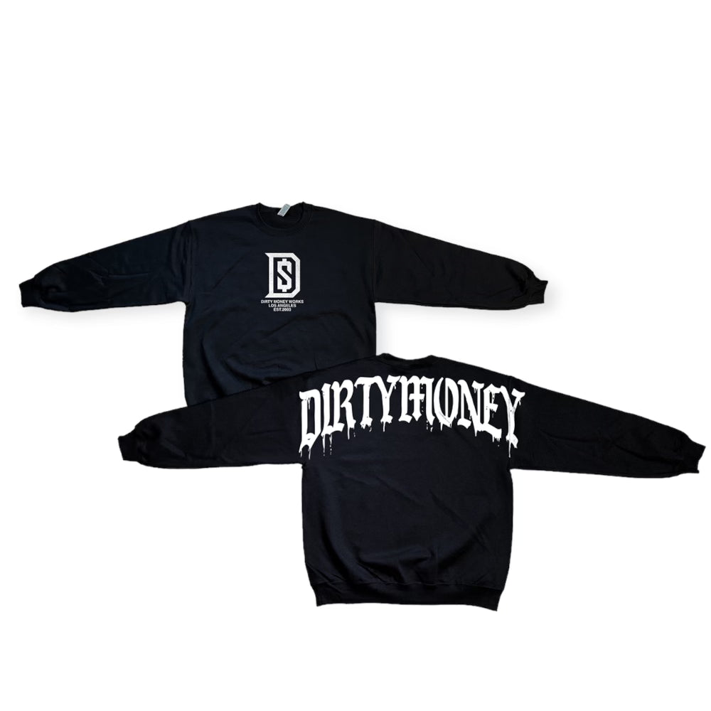 Black Drip Crew Neck Sweater